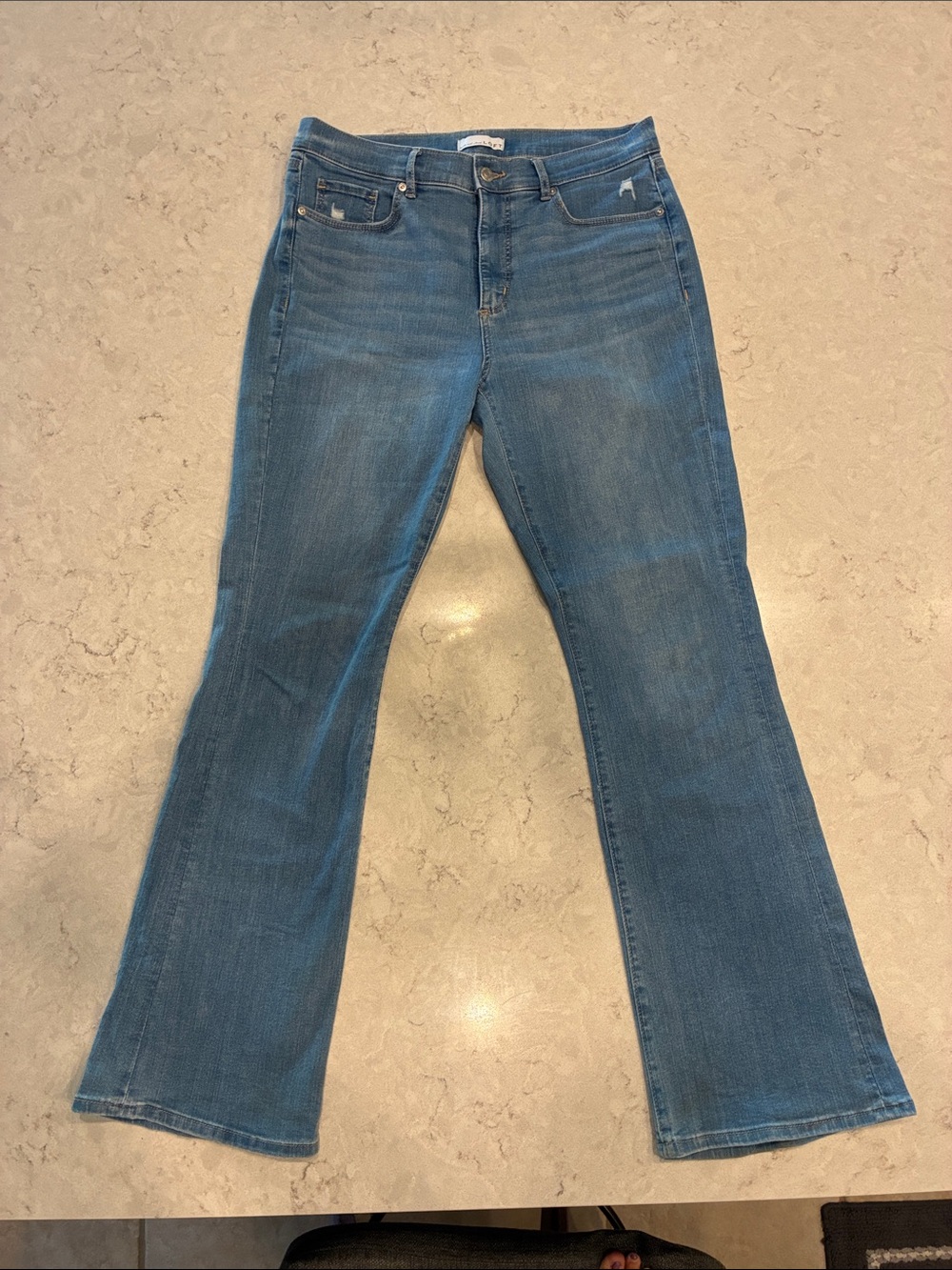 LOFT Blue Flared Wide-Leg Jeans